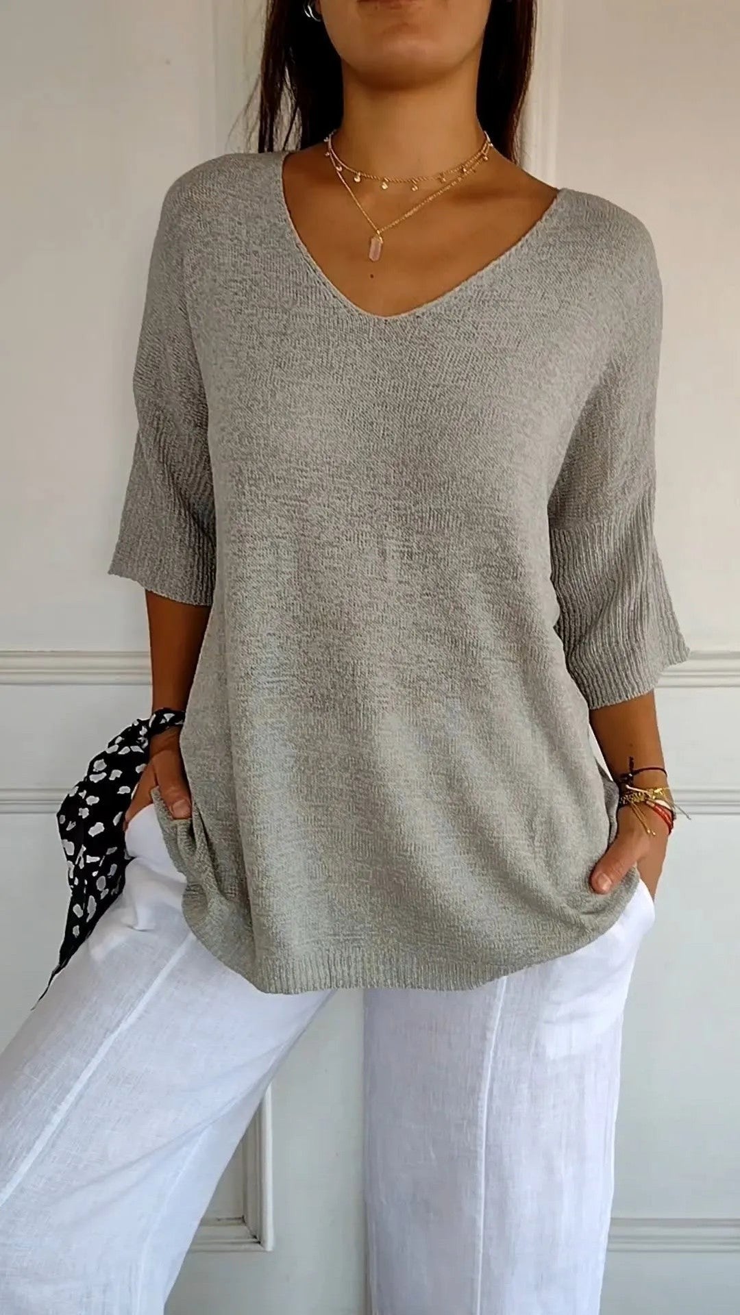 Kit 3 Blusas Luna® em Malha Leve – Decote V — Videtare